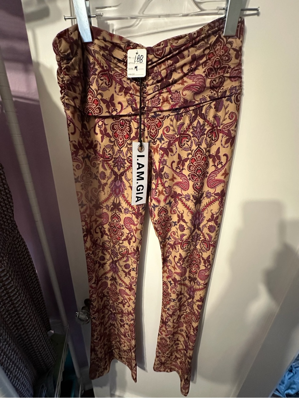 I.AM.GIA Gold & Purple Paisley Flare Pants